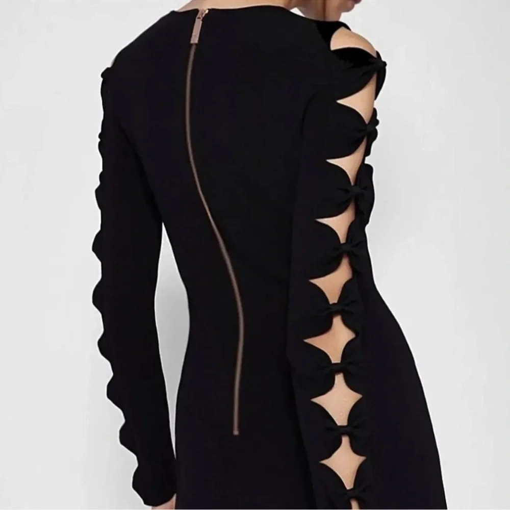 Ted Baker Black Jayney Dress with Gold‎ Zipper Size 12